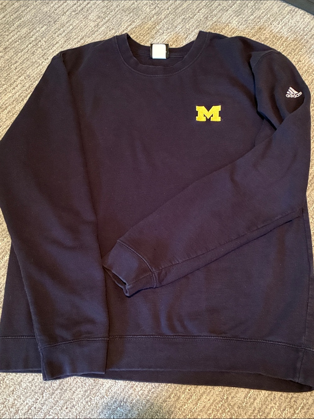 adidas Navy Crewneck Sweatshirt with Yellow 'M' Chest Logo